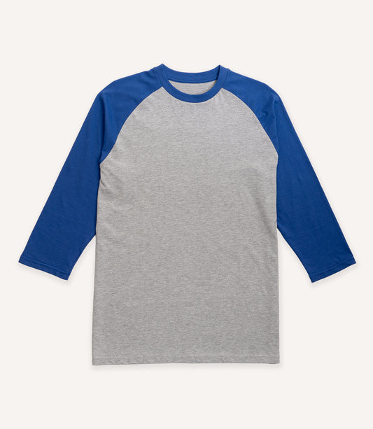 Classic Raglan Baseball Tee - Grey/Blue