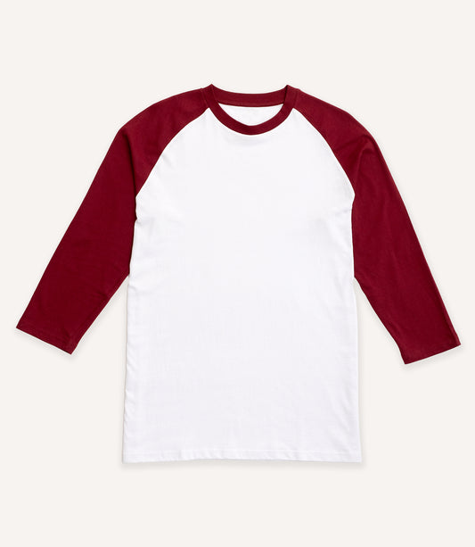 Classic Raglan Baseball Tee - Burgundy