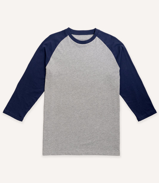 Classic Raglan Baseball Tee - Grey/Navy