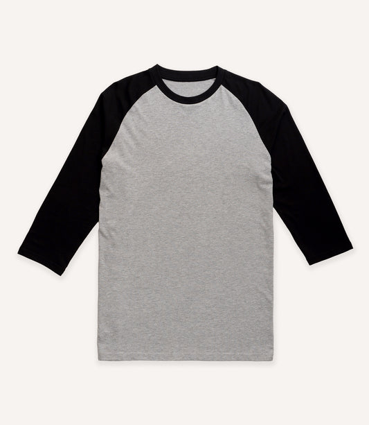 Classic Raglan Baseball Tee - Grey/Black