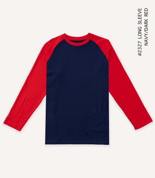 Long Sleeve Raglan Baseball Tee - Navy/Red