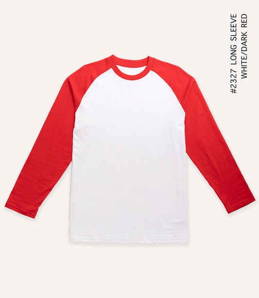 Long Sleeve Raglan Baseball Tee - Red