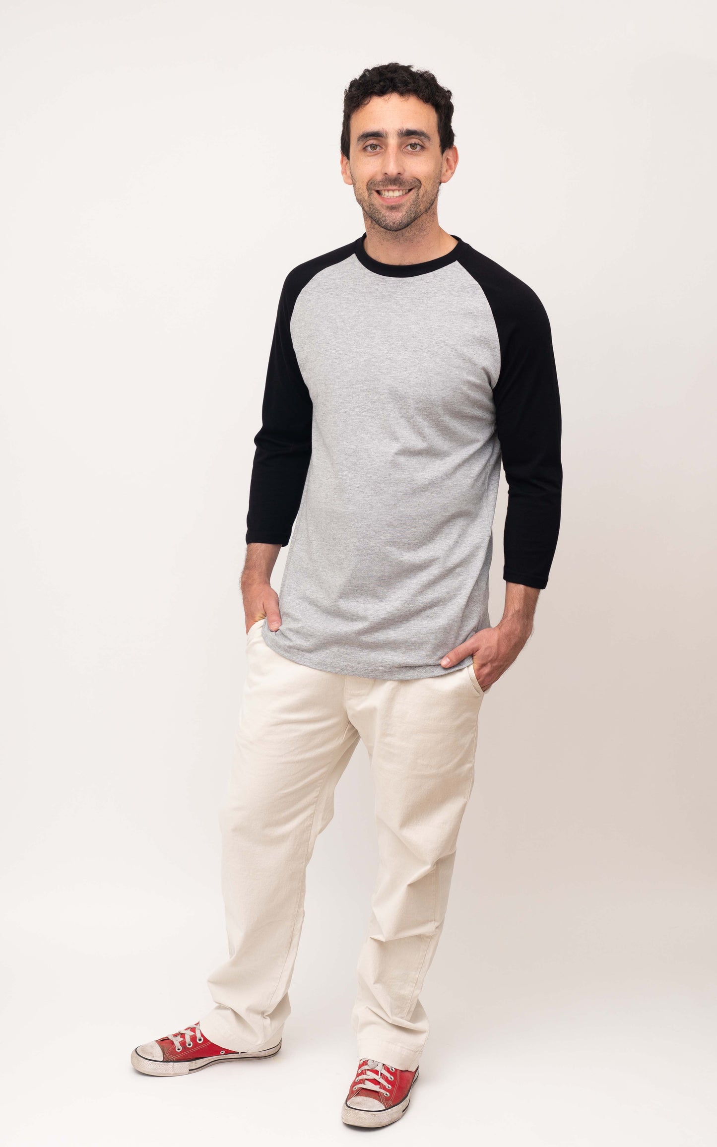 Classic Raglan Baseball Tee - Grey/Black