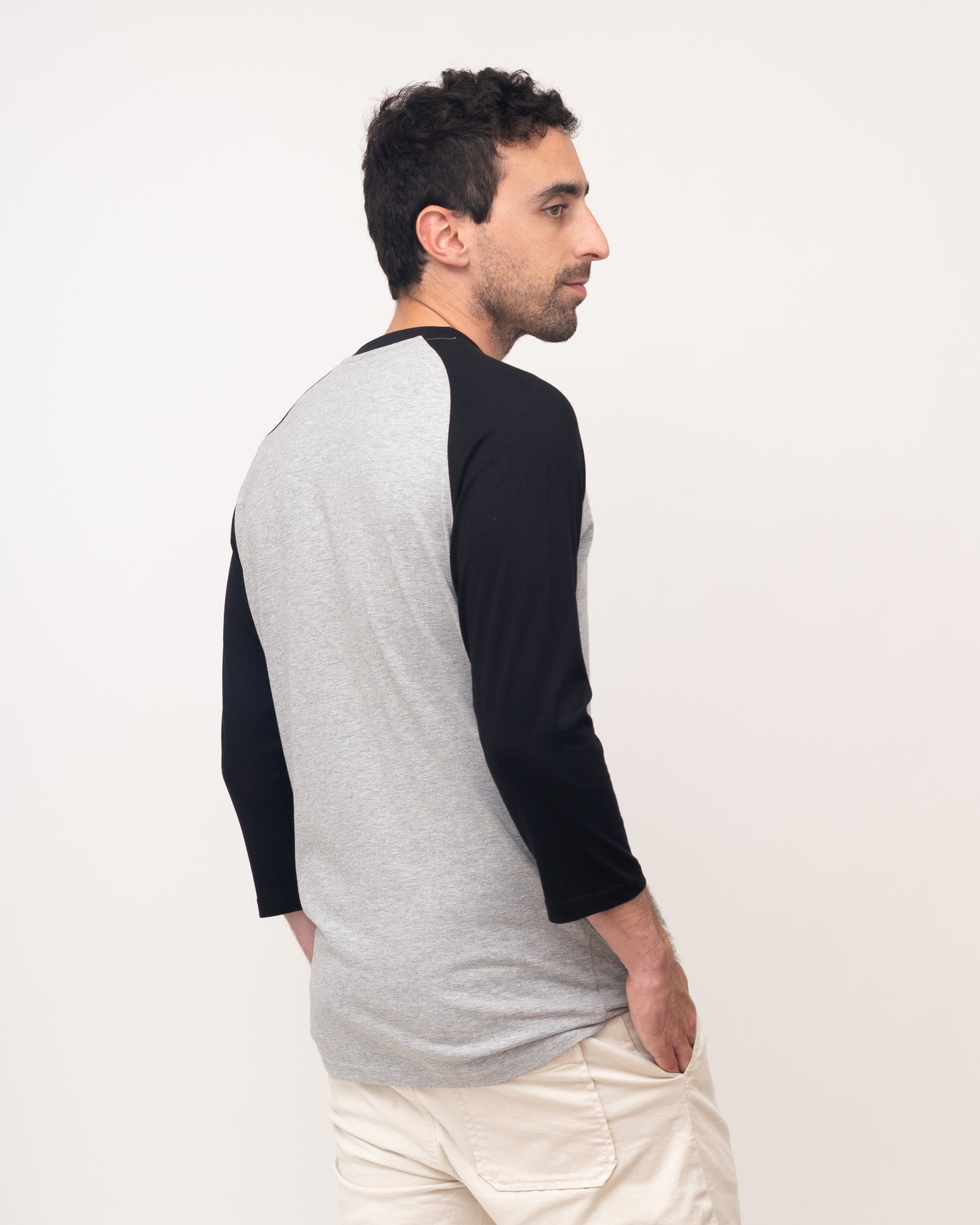 Classic Raglan Baseball Tee - Grey/Navy