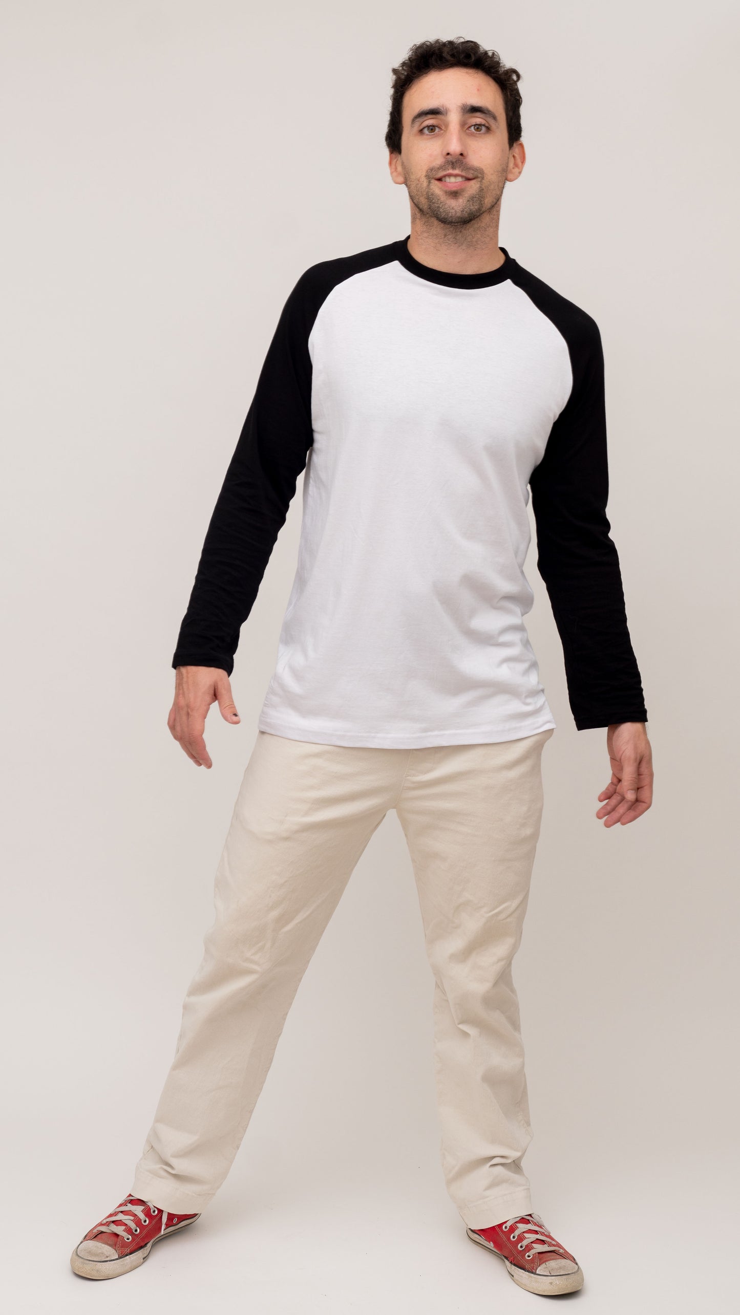 Long Sleeve Raglan Baseball Tee - Black