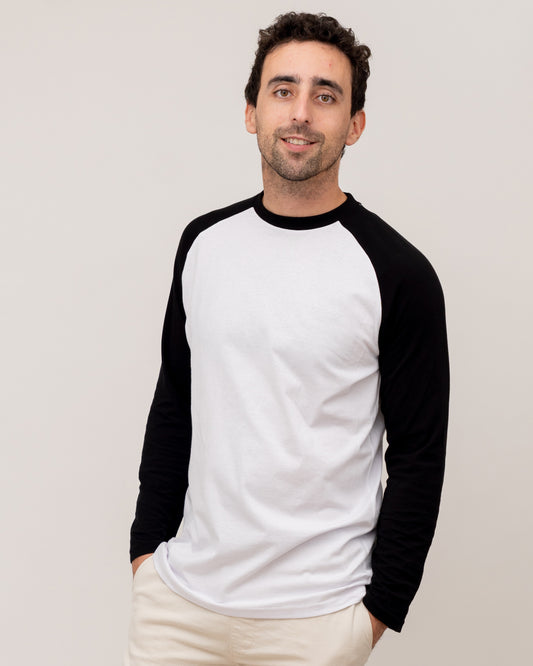 Long Sleeve Raglan Baseball Tee - Black