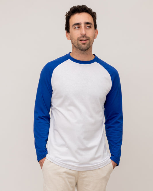 Long Sleeve Raglan Baseball Tee - Blue