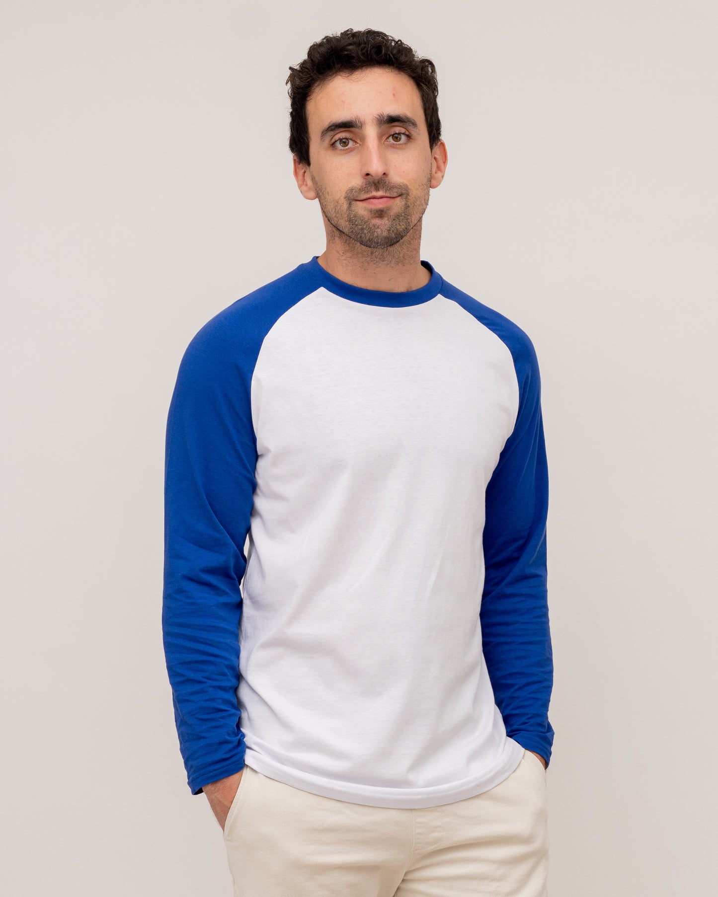 Long Sleeve Raglan Baseball Tee - Blue