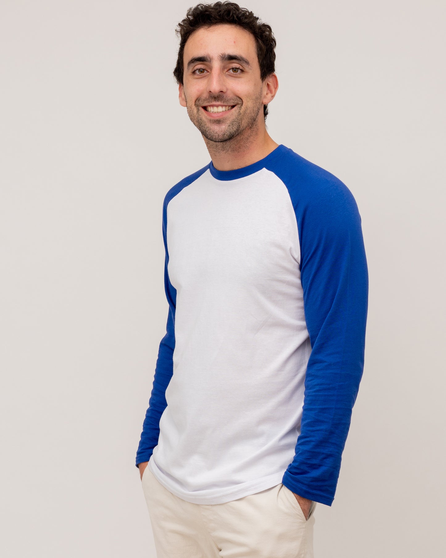 Long Sleeve Raglan Baseball Tee - Blue