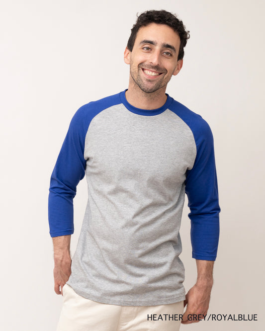 Classic Raglan Baseball Tee - Grey/Blue