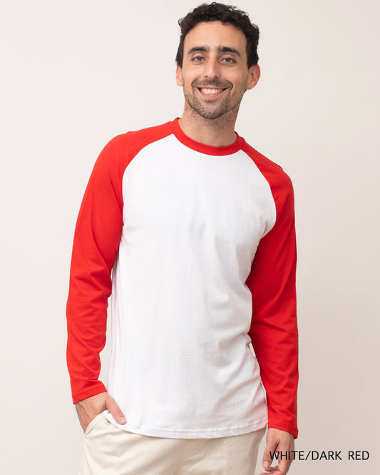 Long Sleeve Raglan Baseball Tee - Red